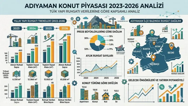 Adıyaman Konut Piyasası 2023–2026: TÜİK Yapı Ruhsatı Verileriyle Kapsamlı Analiz