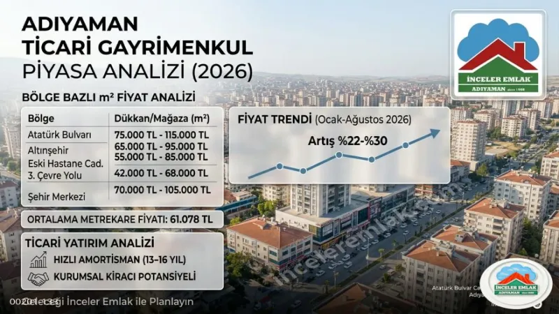 2026 Adıyaman Ticari Emlak ve Satılık Dükkan Fiyatları